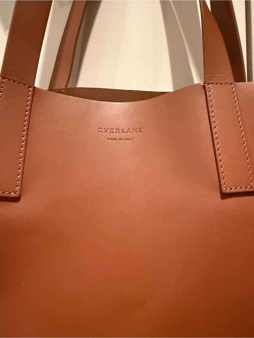 Everlane Italian Leather Market Day Tote XL with Shoulder Straps Cognac EUC - Picture 2 of 8